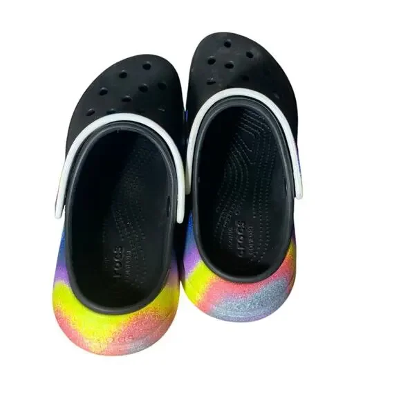 CROCS UNISEX CRUSH CLOGS RAINBOW PLATFORM M4 W6